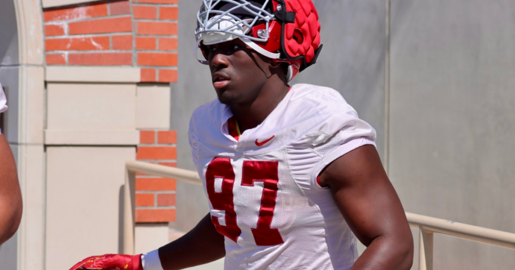USC true freshman Jide Abasiri goes out to his first spring ball practice with the Trojans