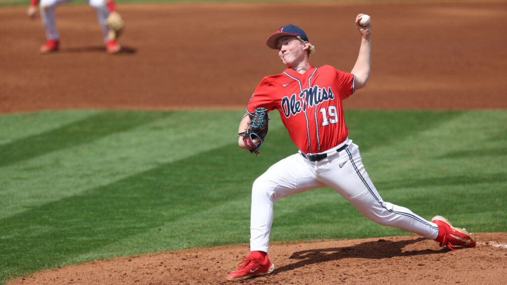 Ole Miss starting pitching Liam Doyle. Credit: Ole Miss athletics