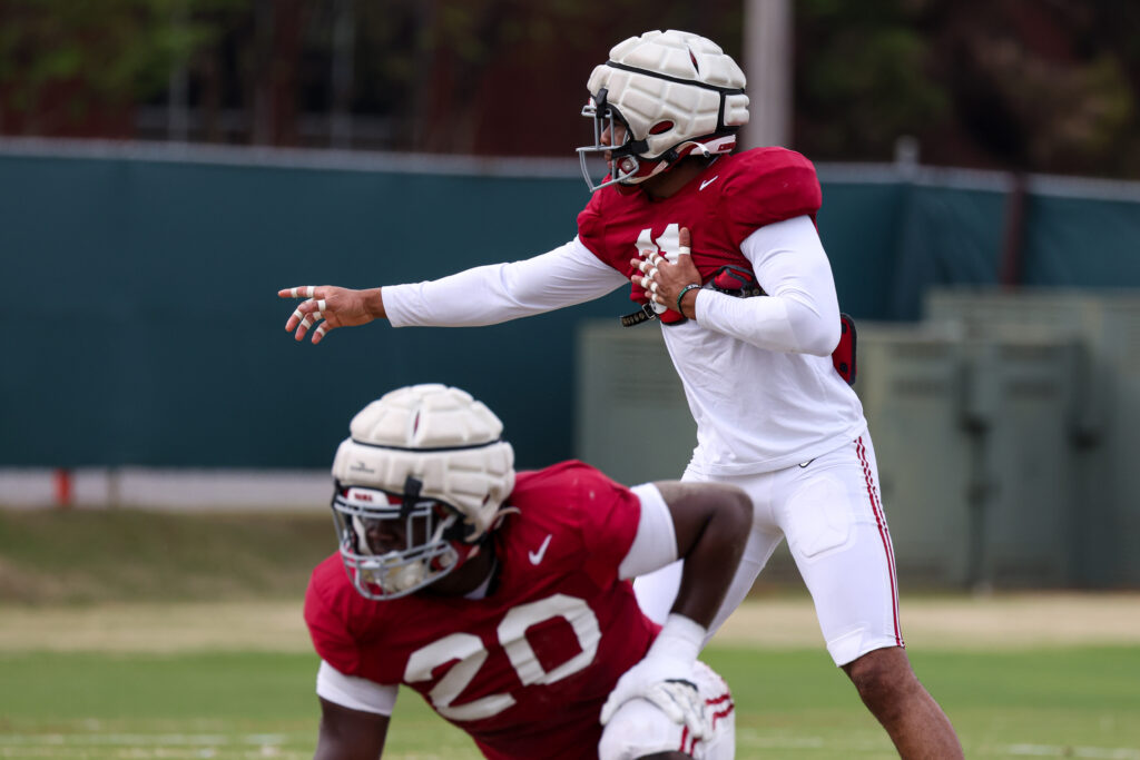 Alabama LB Jihaad Campbell and DL Jah-Marien Latham (Courtesy of Alabama Athletics)