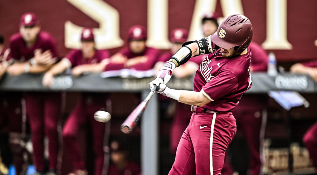 Florida State outfielder James Tibbs sparks the Seminoles on Tuesday against rival UF. (Courtesy of FSU Sports Information)