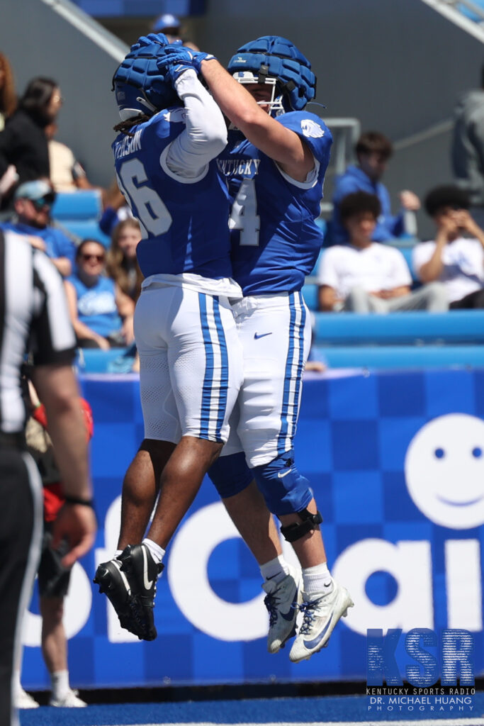 Jason Patterson celebrates his first Kentucky touchdown