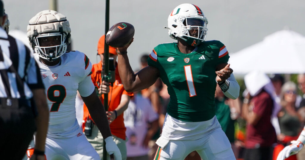 Miami Hurricanes QB Cam Ward in Spring Game