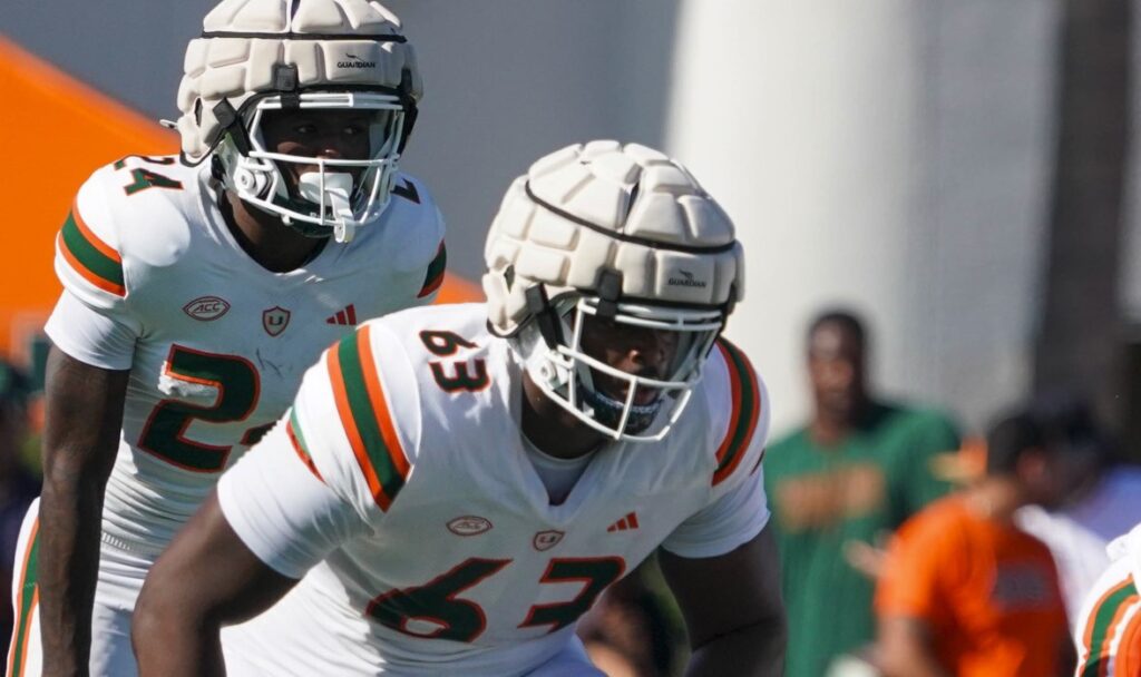 Samson Okunlola Miami Hurricanes Spring Practice