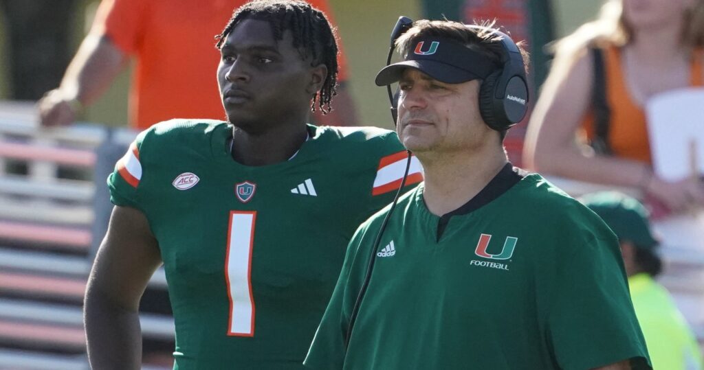 Shannon Dawson with Cam Ward Miami Hurricanes Spring Practice