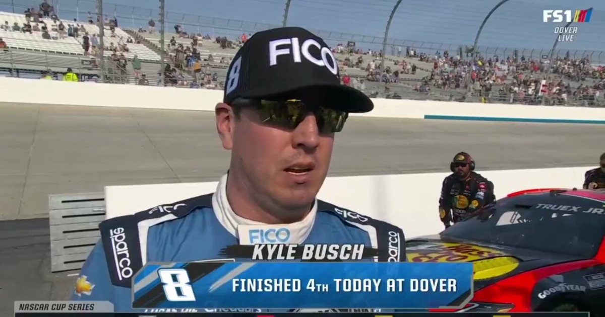 Kyle Busch interrupted during postrace interview at Dover by Martin Truex Jr. crew