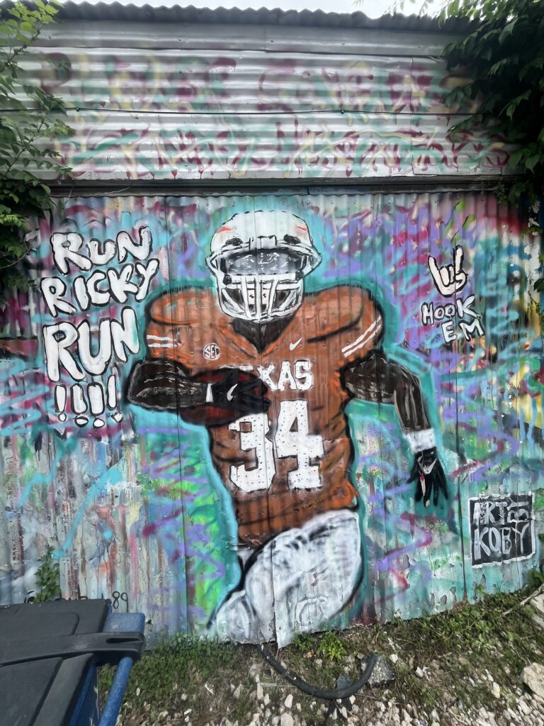 A mural of Ricky Williams on Austin's east side