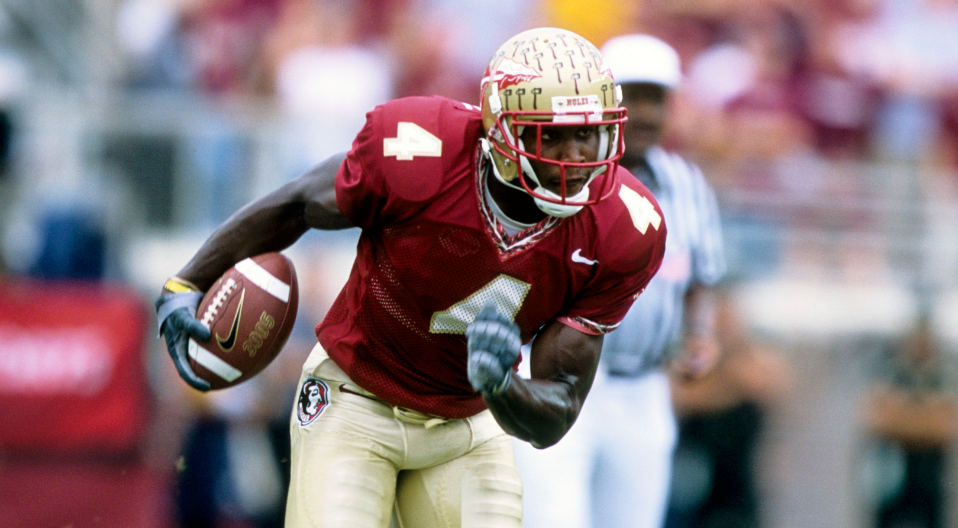 Florida State Seminoles receiver Anquan Boldin (4) in action against the Notre Dame Irish at Doak Campbell Stadium. (USA TODAY Sports)