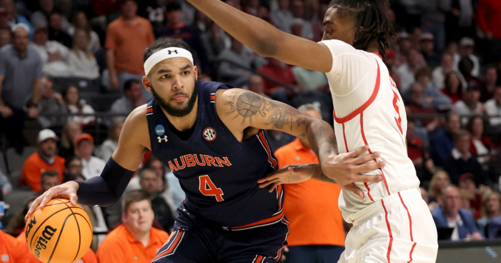 Johni Broome vs. Houston in the 2023 NCAA Tournament (Photo by USA Today)