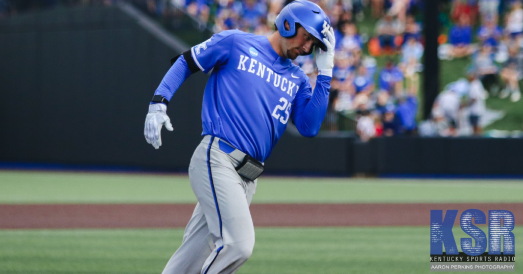 Ryan Nicholson rounds third following home run