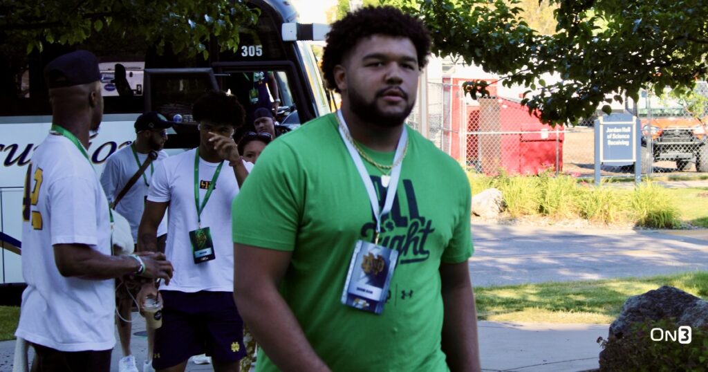 2025 DL Davion Dixon arrives at Notre Dame on Friday, June 14, 2024, for his official visit. (Kyle Kelly/Blue & Gold)