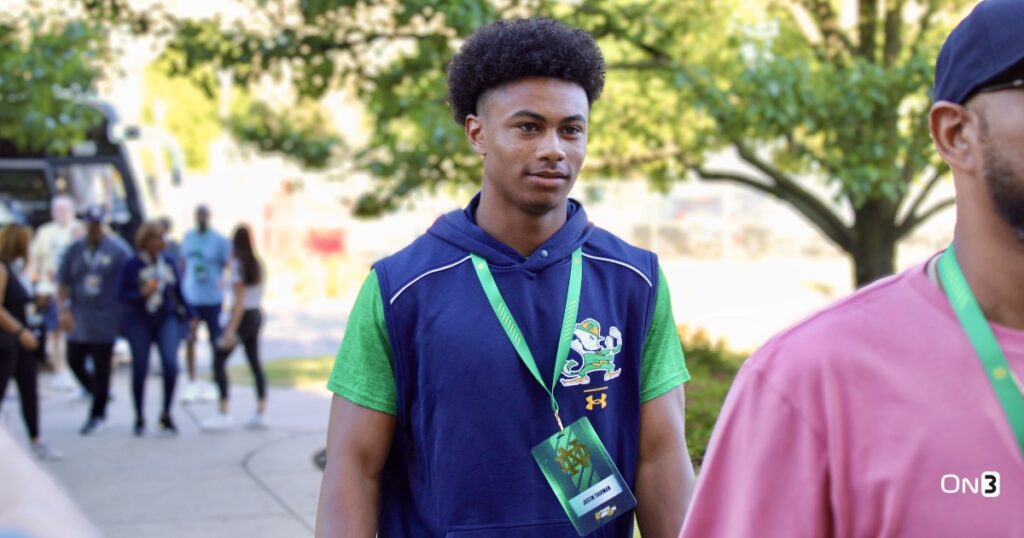 2025 RB Justin Thurman arrives at Notre Dame on Friday, June 14, 2024, for his official visit. (Kyle Kelly/Blue & Gold)