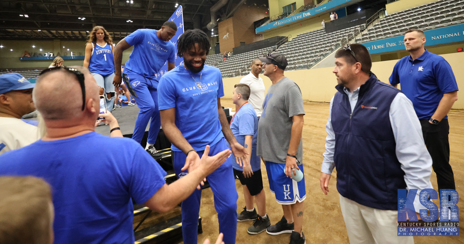 Ansley Almonor greets fans at the Kentucky Basketball Club Blue NIL event - Dr. Michael Huang, Kentucky Sports Radio