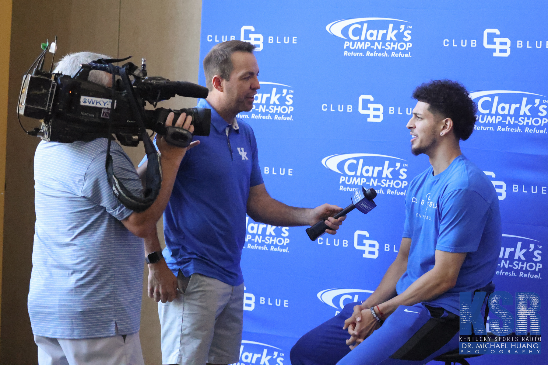 Koby Brea is interviewed at the Men's Basketball Club Blue NIL event - Dr. Michael Huang, Kentucky Sports Radio