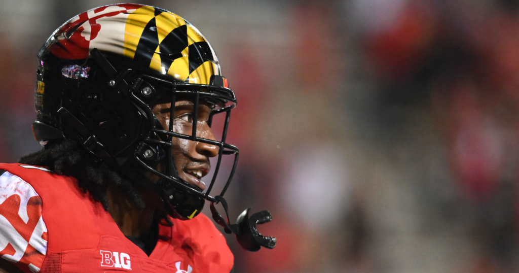 Maryland transfer Jaishawn Barham is projected to start for Michigan Wolverines football in 2024. (Photo by Tommy Gilligan-USA TODAY Sports)