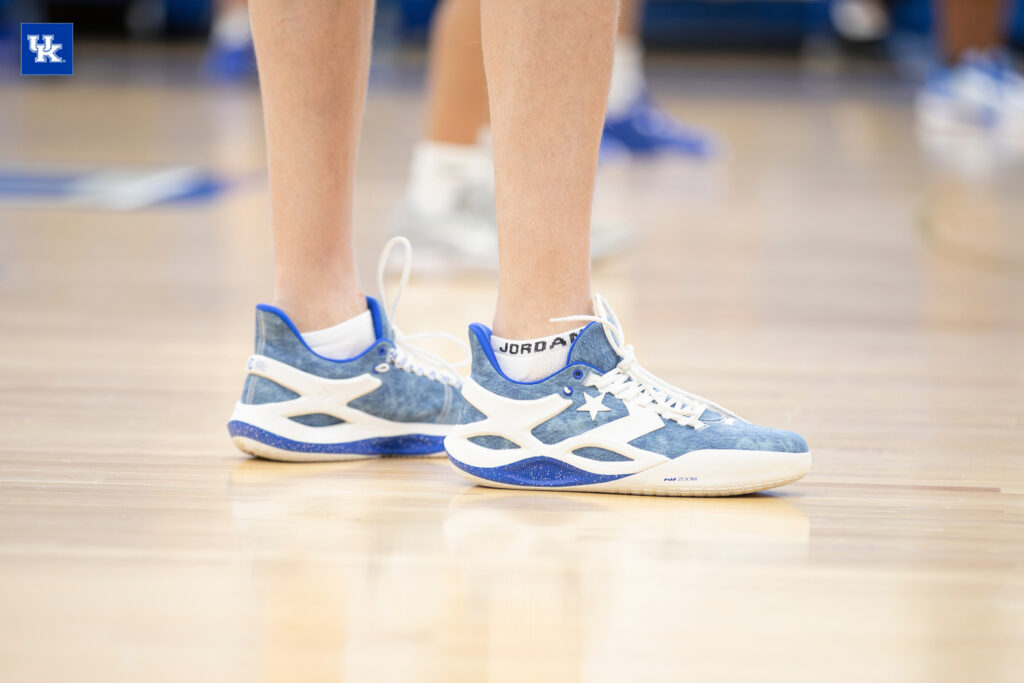 Mark Pope's shoes at Kentucky men’s basketball practice - Photo by Tyler Ruth | UK Athletics
