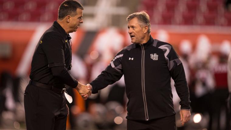 Miami Hurricanes Coach Mario Cristobal with Kyle Whittingham