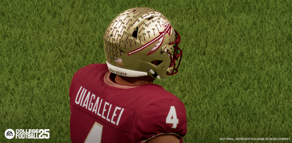 Florida State quarterback DJ Uiagalelei appears in the new EA College Football 25 game. (Courtesy of EA Sports)