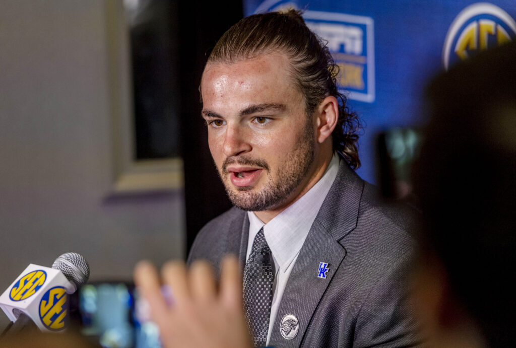 Kentucky linebacker Kash Daniel at SEC Media Days, via Vasha Hunt-USA TODAY Sports