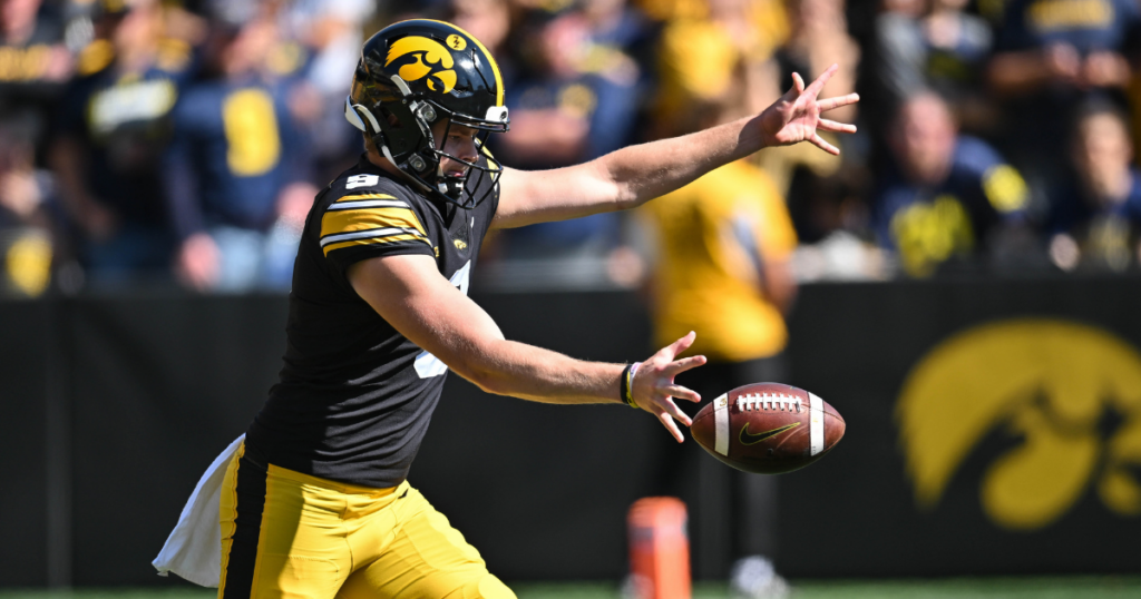 Iowa punter in a college football game