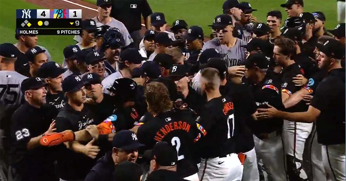 Benches clear between YankeesOrioles after Heston Kjerstad hit in head by pitch On3