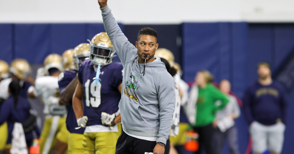 Notre Dame head coach Marcus Freeman