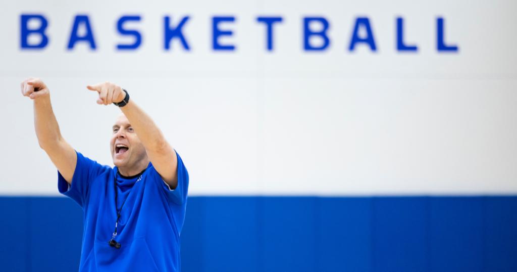 Mark Pope at a Kentucky practice - Photo by Chet White | UK Athletics