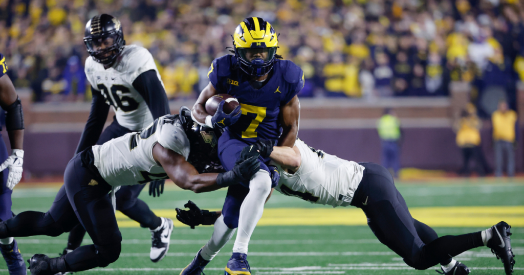 Michigan Wolverines football running back Donovan Edwards was key vs. Purdue in 2023. (Photo by Rick Osentoski-USA TODAY Sports)