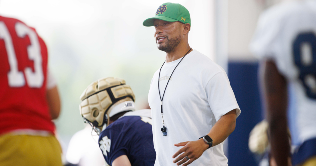 Notre Dame head coach Marcus Freeman