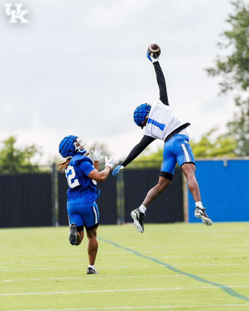 Max Hairston interception at Kentucky football practice