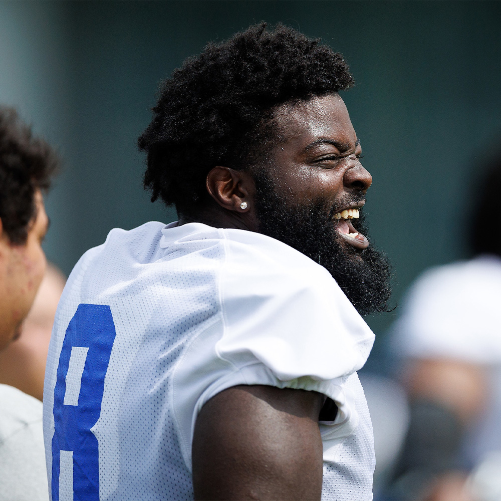 Octavious Oxendine at Kentucky football practice