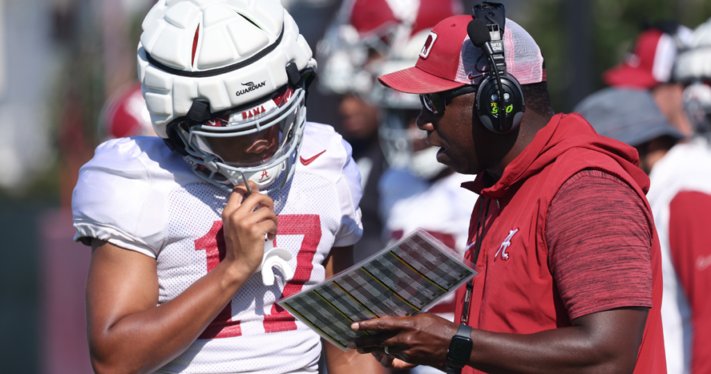 Alabama WR Amari Jefferson and WR coach JaMarcus Shephard