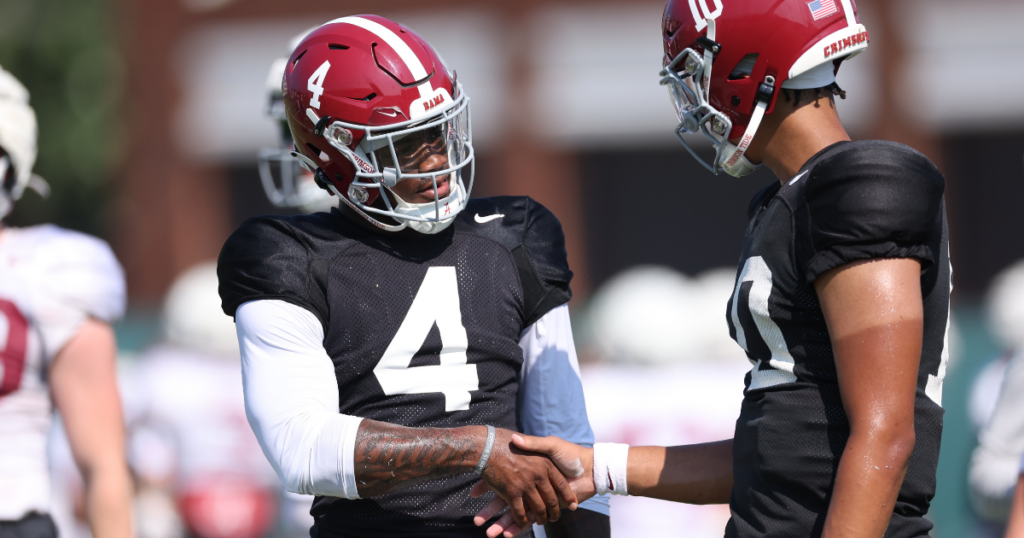 Alabama QBs Jalen Milroe and Austin Mack