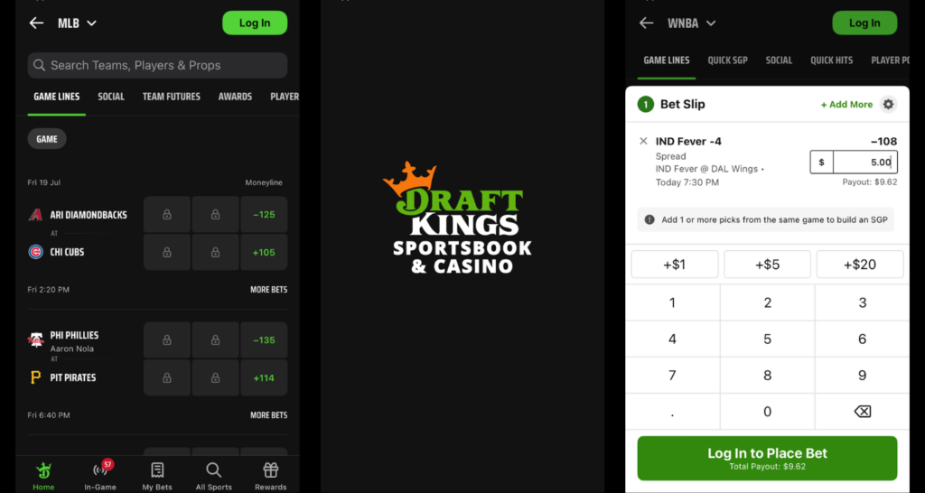 Draftkings Sportsbook mobile app