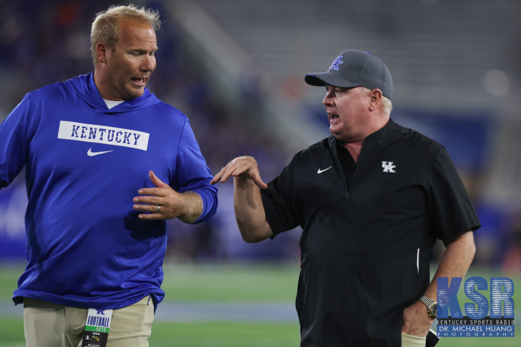 Mark Stoops (right) at Kroger Field - Dr. Michael Huang, Kentucky Sports Radio