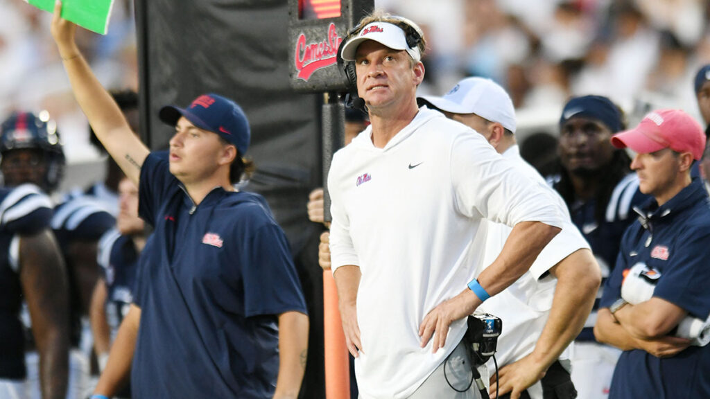 Ole Miss head coach Lane Kiffin. Mandatory photo credit: ©Bruce Newman)