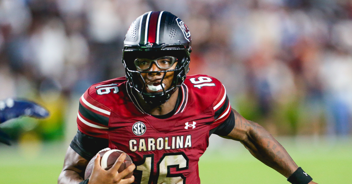 South Carolina quarterback LaNorris Sellers heads to the locker room against Kentucky