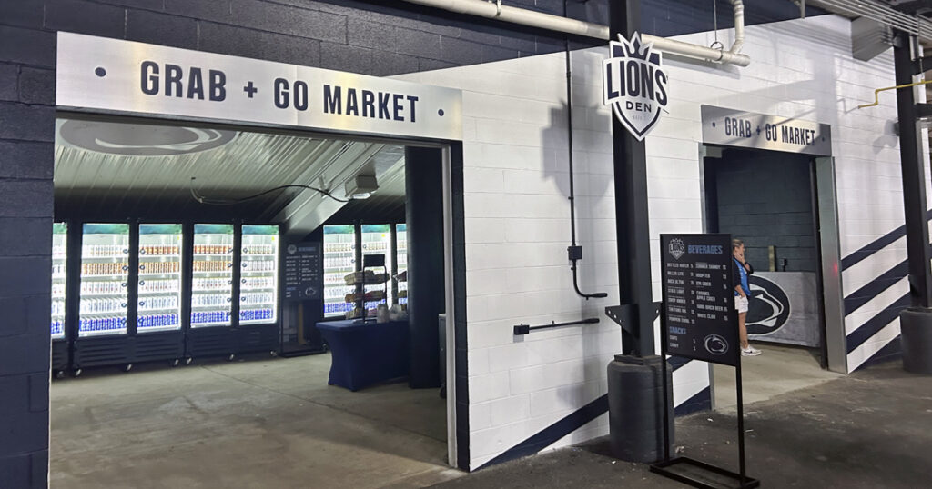 One of the new grab and go market concession stands around Beaver Stadium in 2024. (Pickel/BWI)