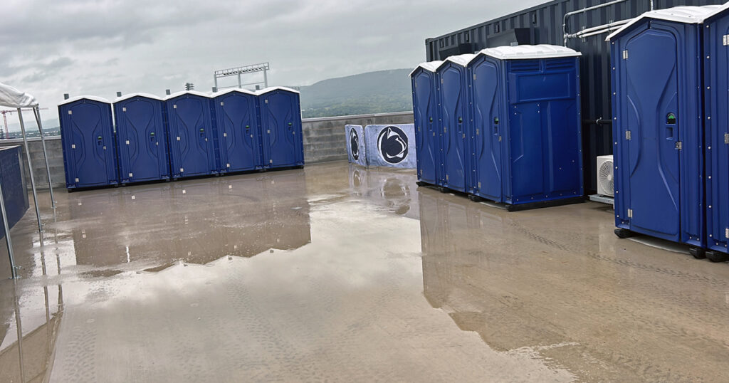 Penn State has added numerous portable toilets around the upper and lower concourses at Beaver Stadium. (Pickel/BWI)