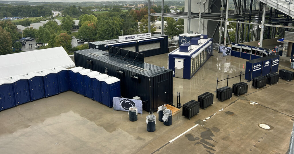 A new concession area and new portable toilets are located on the upper northeast concourse at Beaver Stadium. (Pickel/BWI)