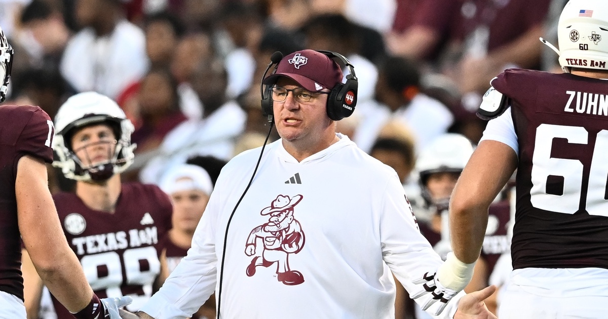 Mike Elko talks about Texas A&M’s offense getting going late against Arkansas