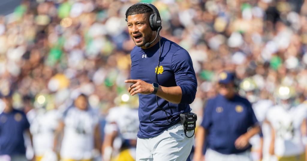 Notre Dame head coach Marcus Freeman