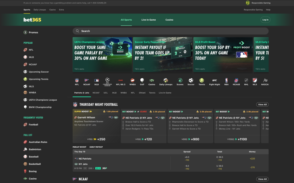 bet365 Sportsbook desktop website