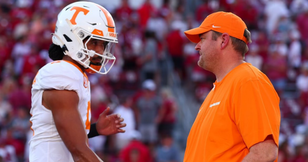 Tennessee quarterback Nico Iamaleava and coach Josh Heupel. Credit: UT Athletics