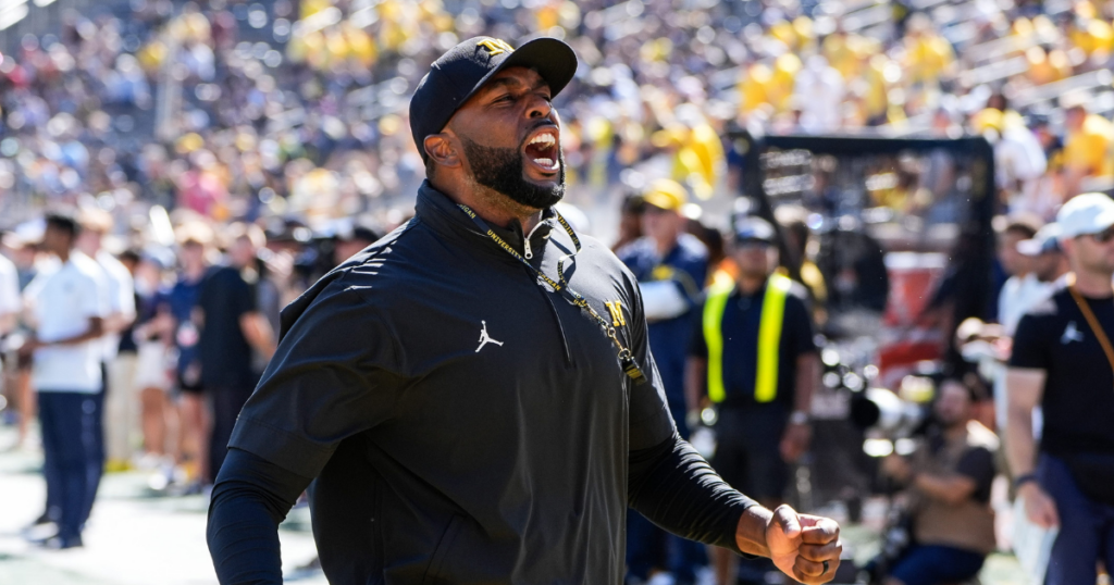 Michigan Wolverines football head coach Sherrone Moore led his team to a win over USC. (Photo by Junfu Han / USA TODAY NETWORK via Imagn Images)