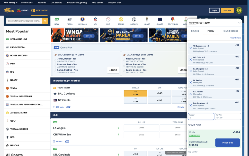 BetRivers Sportsbook desktop website