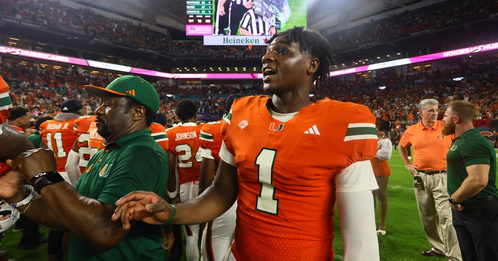 Miami QB Cam Ward after Virginia Tech