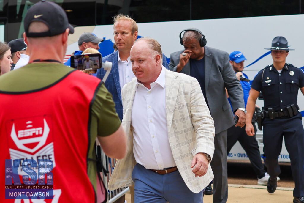 Mark Stoops at the Cat Walk before the Ole Miss game in Oxford - Mont Dawson, Kentucky Sports Radio