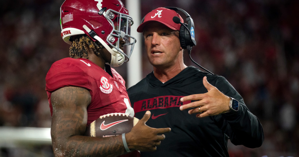 Alabama QB Jalen Milroe and Coach Kalen DeBoer