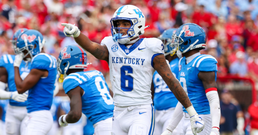 Kentucky wide receiver Dane Key celebrates a first down vs. Ole Miss - Mont Dawson, Kentucky Sports Radio