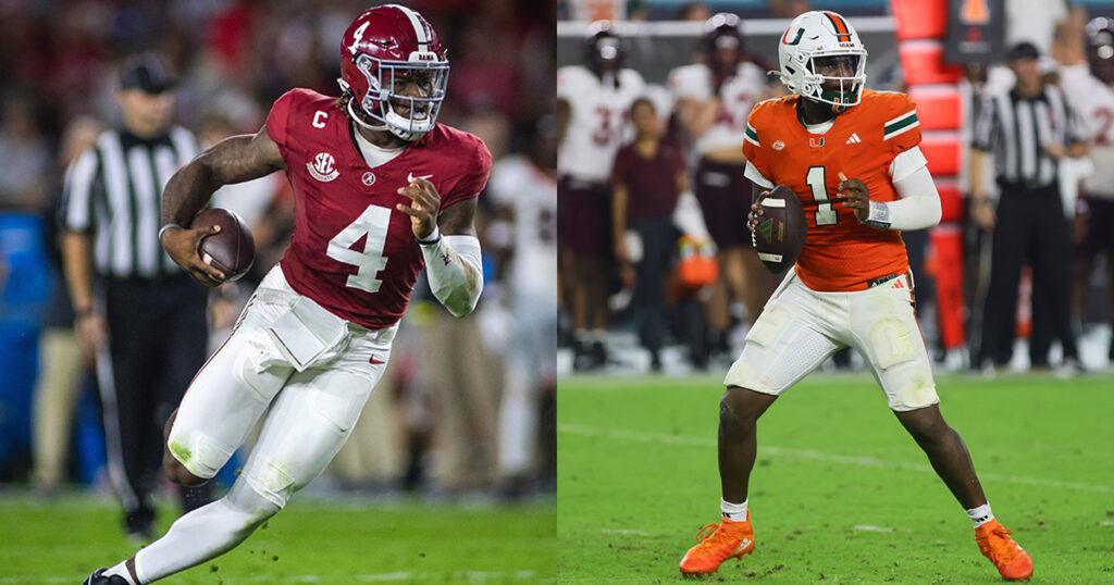 Alabama QB Jalen Milroe and Miami QB Cam Ward